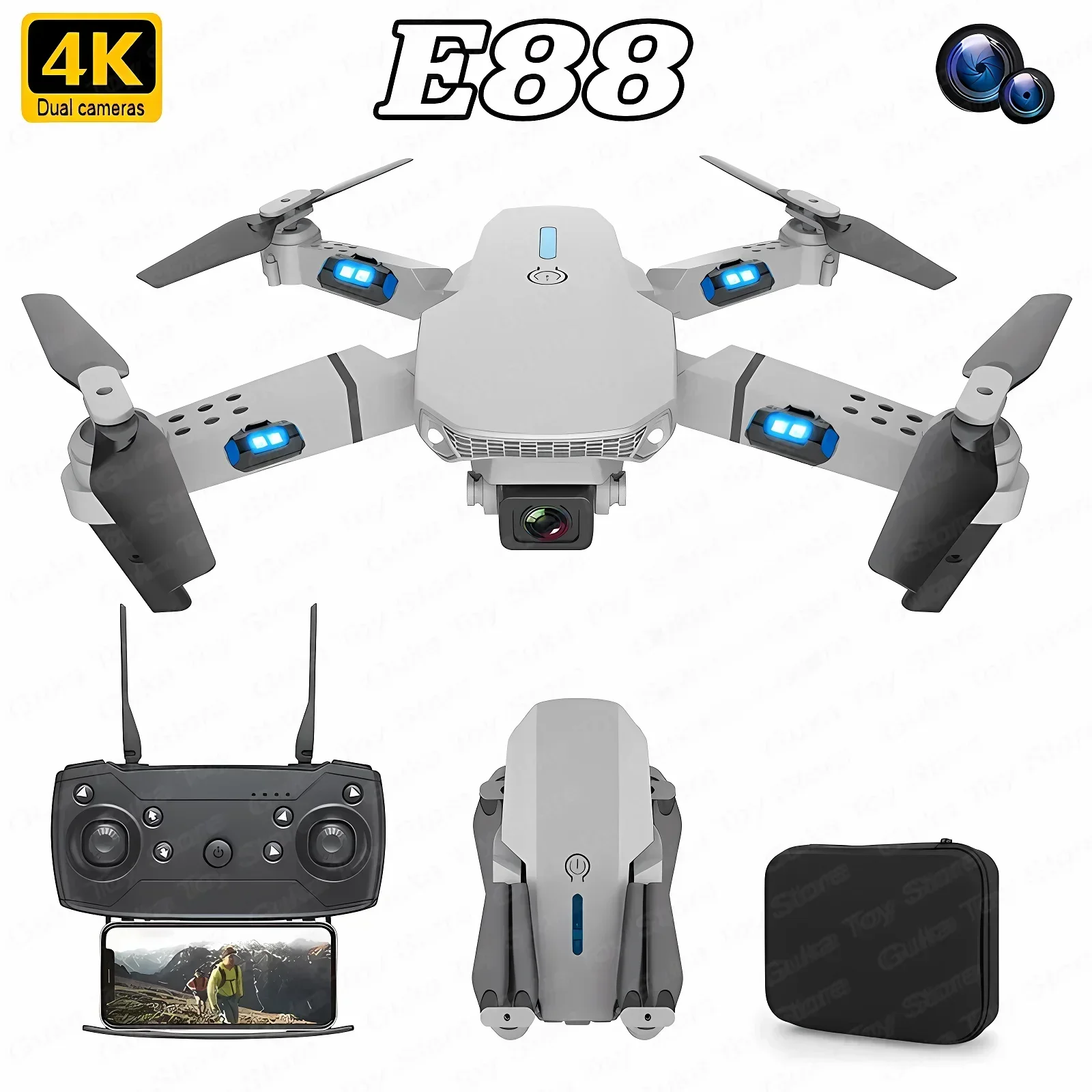 Drone Camera Wide Angle - E88 Pro WIFI FPV Droneมุมกว้างHD 4K