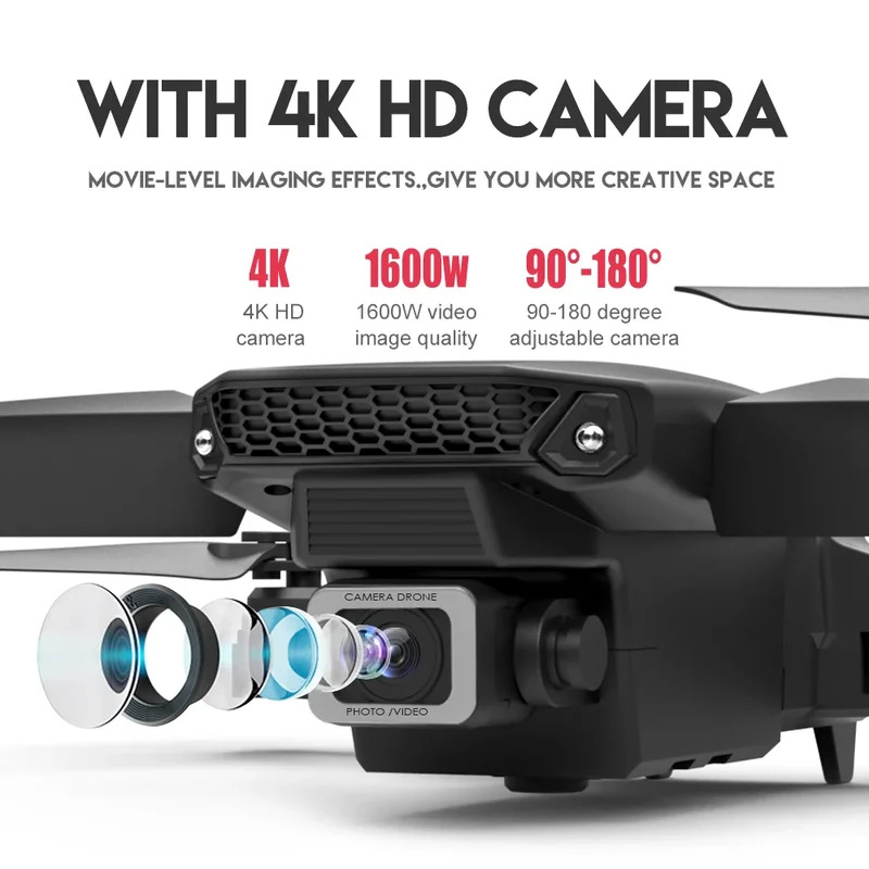 โดรนพับได้อัจฉริยะ E88 Pro รอง - Drone Camera Lens บทวิจารณ์และราคา