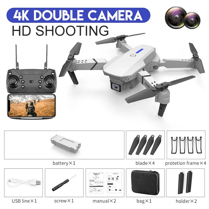 โดรนพับได้อัจฉริยะ E88 Pro รอง - Drone Camera Lens บทวิจารณ์และราคา